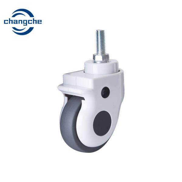 TPR Rubber Hospital Bed Caster Wheels Beige Swivel Threaded Stem Locking Castor