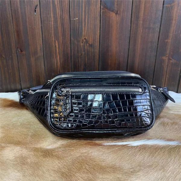 Casual Style Authentic Alligator Skin Men's Small Waist Packs Exotic Genuine