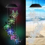 Color Changing Solar Power Wind Chime Hummingbird Butterfly Waterproof Outdoor