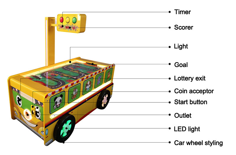 Amusement Park Arcade Gaming Machines Bus Style Air Hockey Table