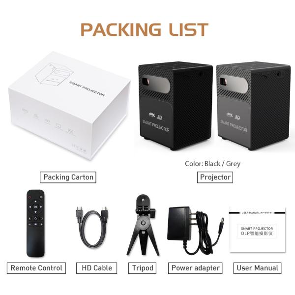 Home Movie Smart Touch Small Square Projector Native 1080P Outdoor Portable