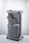 Beige Two Tier Laundry Basket Plastic Laundry Hamper 44*34*82cm
