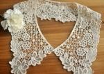 Cotton Bridal Neckline Lace Collar Applique , Floral Embroidery Lace Collar