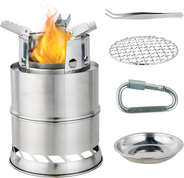 Mini Portable Wood Burning Stove, Camping Stove Foldable Stainless Steel