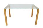 Clear OEM Tempered Glass Dining Table With 60x60mm Aluminum Plate