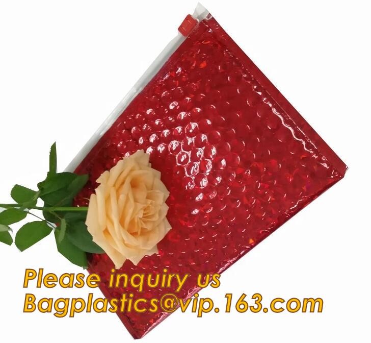 Holographic Zipper Slider Zip Lock Bubble Bag,Cosmetic Zipper Bag/Rose Gold Slider Bubble Bag with Logo,Slider Bubble Zi