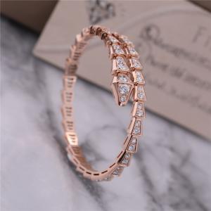 Wholesale Luxury Closet Rose Gold Bracelet Serpenti Viper one-coil full diamond Snake Bangle 353792 from china suppliers