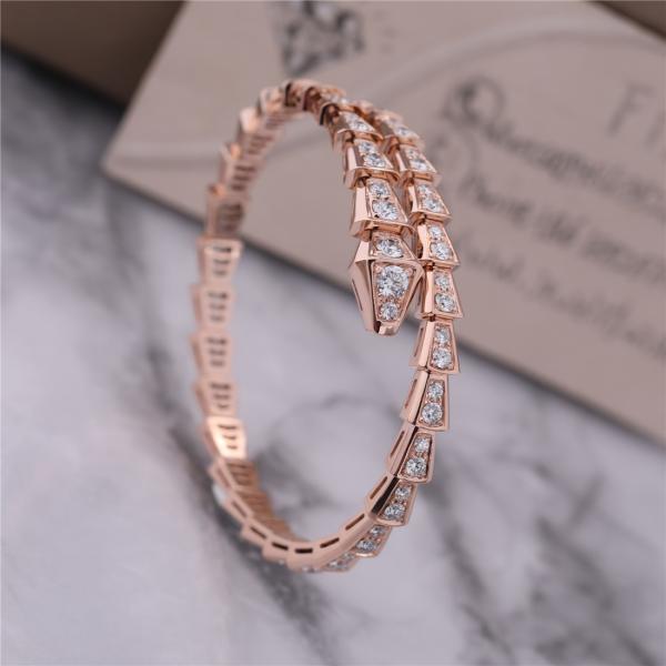 Luxury Closet Rose Gold Bracelet Serpenti Viper one-coil full diamond Snake