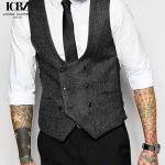 Men's Slim Black Suit Vest in Customized Color Perfect for Business Formal Style