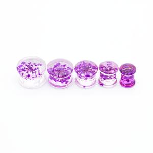 Wholesale Acrylic Ear Plug Tunnels Jewelry 25mm Purple Dried Flower Inside from china suppliers