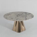 Round Marble Metal Dining Table Stainless Marble Table Gold Legs