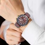 304L Stainless Steel Luxury Leather Watch 5ATM Water Resistant For Men