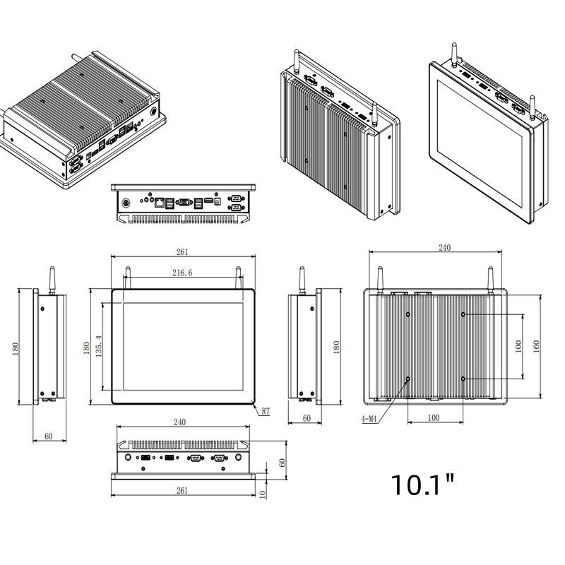 10.1 Inch 60Hz Industrial Touch Screen Monitor Manufacture 60Hz Capacitive Resistive Industrial Touch Screen Monitor