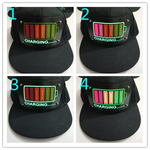 EL Cap Custom Light Up EL Hat /Sound Activated led Cap/el flashing Cap with wireless inverter for party cotton material