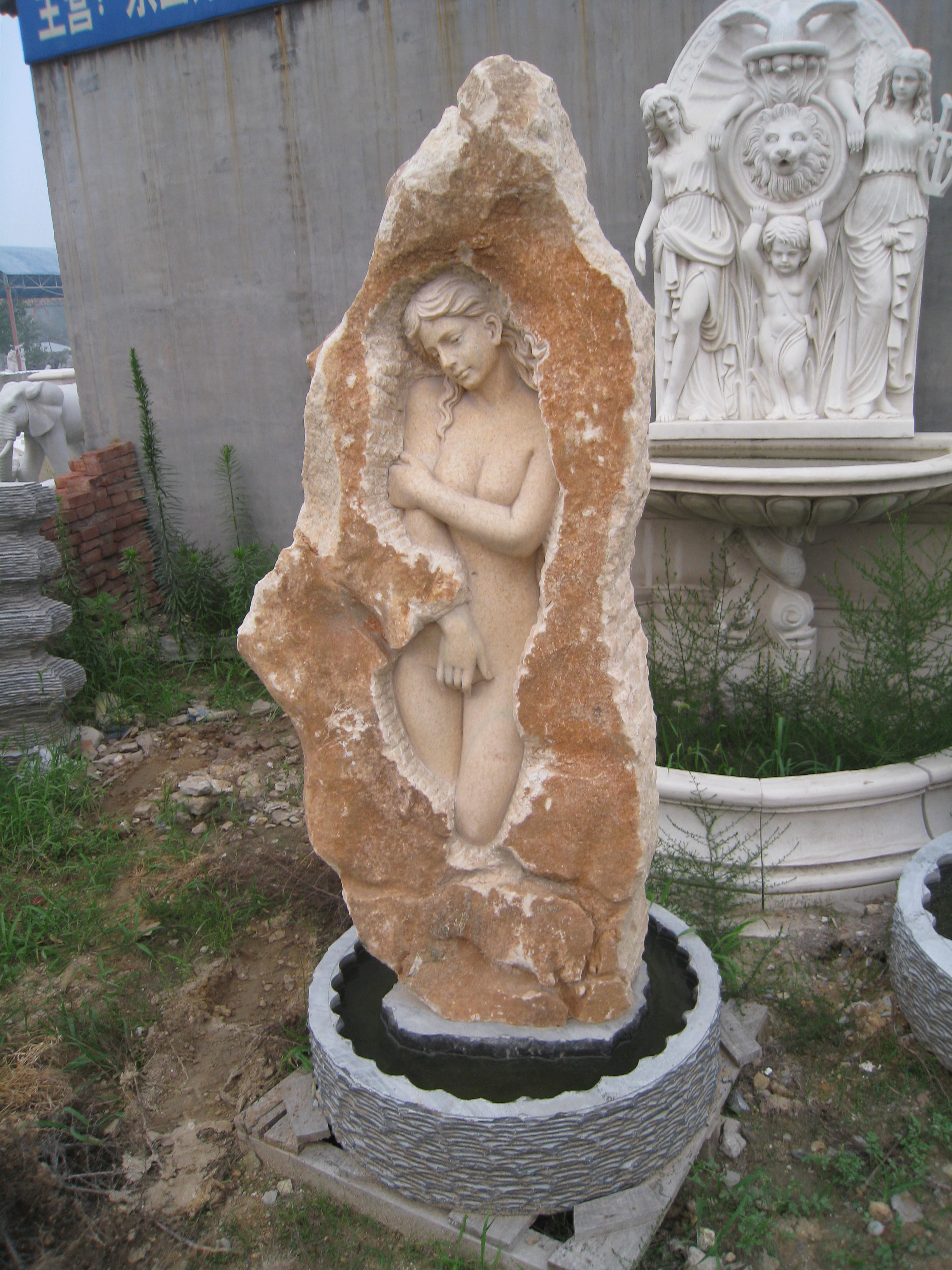 Pineapple Carved Stone Marble Garden Water Fountain Outdoor