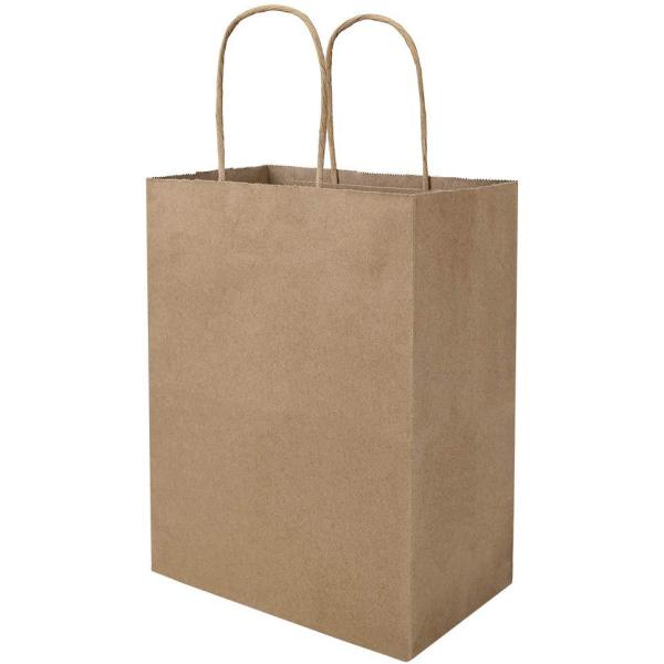 100gsm Square Bottom Greaseproof Brown Kraft Paper Grocery Bags Bulk For Food