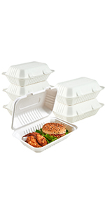5 Compartment Plates, 125 Pack Disposable Paper Plates, Biodegradable Sugarcane Plates, Eco-Friendly School