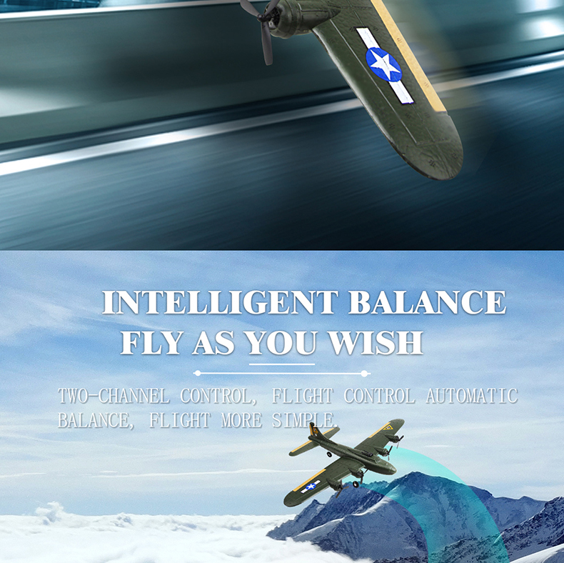 4 Channels Fx817 Remote Control Foam Aircraft Fixed Wing Model Glider B17 Bomber Toy Aircraft Package Includes USB Cable