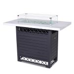 Rectangle Outdoor Propane Fire Pit Table 30 Inch 55000 BTU Square Rattan Gas