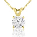 1/2 Carat CZ Solitaire Necklace In 14 Karat Yellow Gold (J-K Color, I1-I2