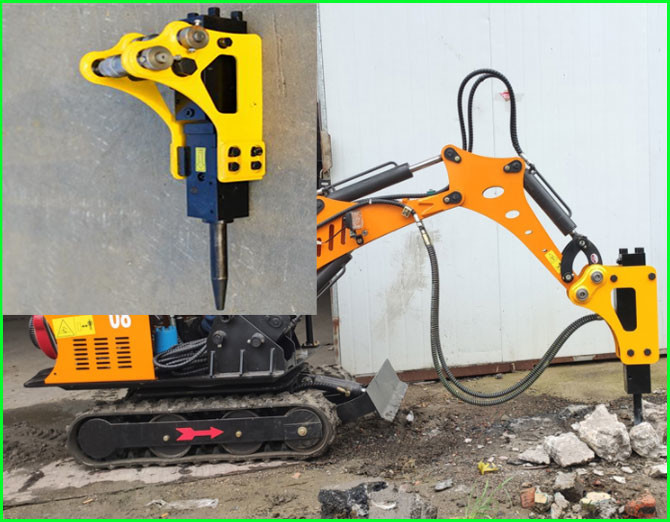 1.5t 2T Mini Hydraulic Jack Hammer Attachments Demolition Breaker Excavator Jack Hammer