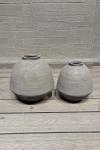 Hand Carved Round Vintage Fiber Clay Planter With Classic Vintage Finishing