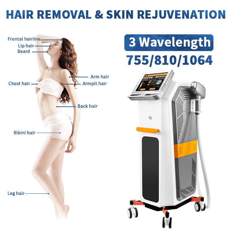 Fast Diode Laser Hair Removal Machine Triple Wave 810nm Skin Rejuvenation 2000w