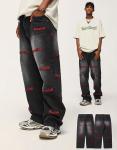 Streetwear Men′s Pant Blank Baggy Denim Distressed Vintage Stacked Flare Jeans