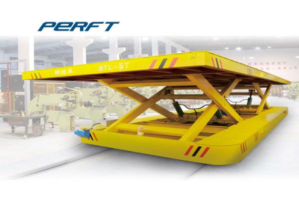 Scissor Hydraulic Lifting Rail Transfer Cart Rail Motored Vehicle For Material