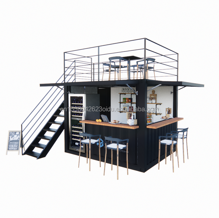 10ft Mini Pop-up Shop Galvanized Steel Square Tubes Two-story Pop-up Container Bar Coffee Container