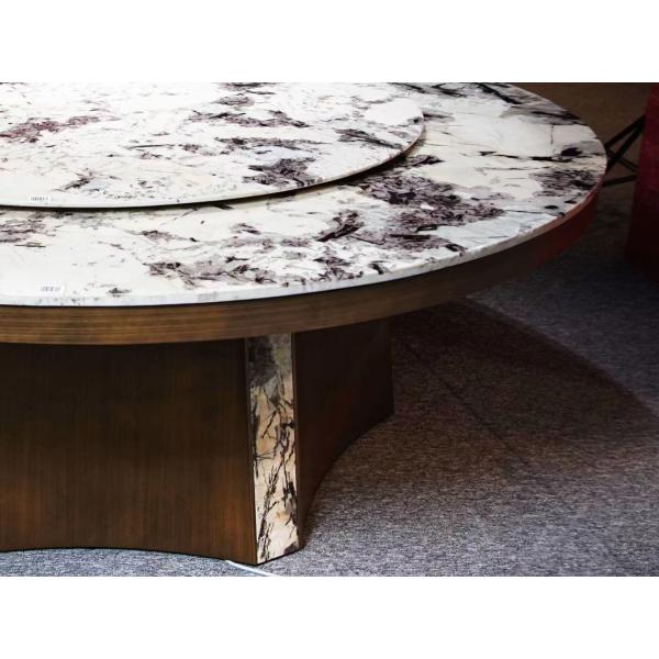 Luxury Round Dining Table in Snowy Mountain Blue Marble | Ice-White with Deep Blue Veins