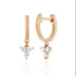 14K Gold Blossom Mini Huggie Diamond Trio Drop Earrings Silver Jewelry Main