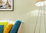 Non Woven Interior Decorating Wallpaper , Beige Flocking Striped Wallpaper For