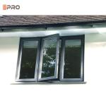 American Style Aluminum Casement Windows Flange Installation Tempered Glass For