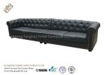 Button Tufted Leather Hotel Room Sofa Wooden Frame / PU Half Leather Sofa Four