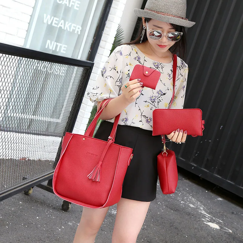 NATIONAL Style Unisex PU Leather Crossbody Bag with Large Capacity and Lychee Pattern
