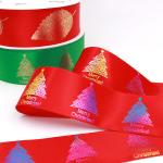 Green / Red Color Personalised Printed Ribbon Double Face For Christmas