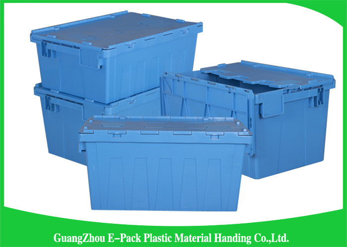 Euro Nestable Heavy Duty Plastic Storage Containers , Plastic Box With Hinged Lid Leakproof