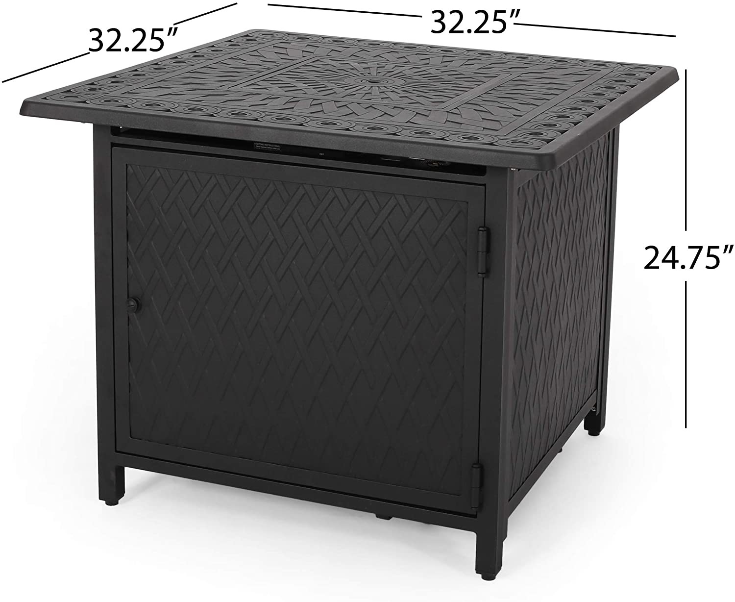 Patio Outdoor Steel 28 Inch Gas Square Fire Pit For Patio Garden Outdoor