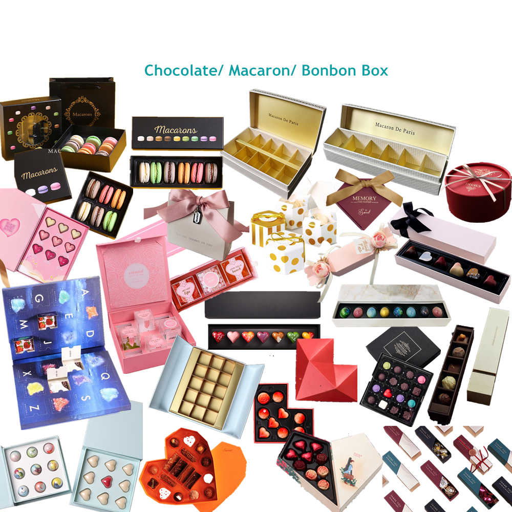 Personalised Selection Cardboard Chocolate Bar Packaging Bonbon Box For Macaroon Candy