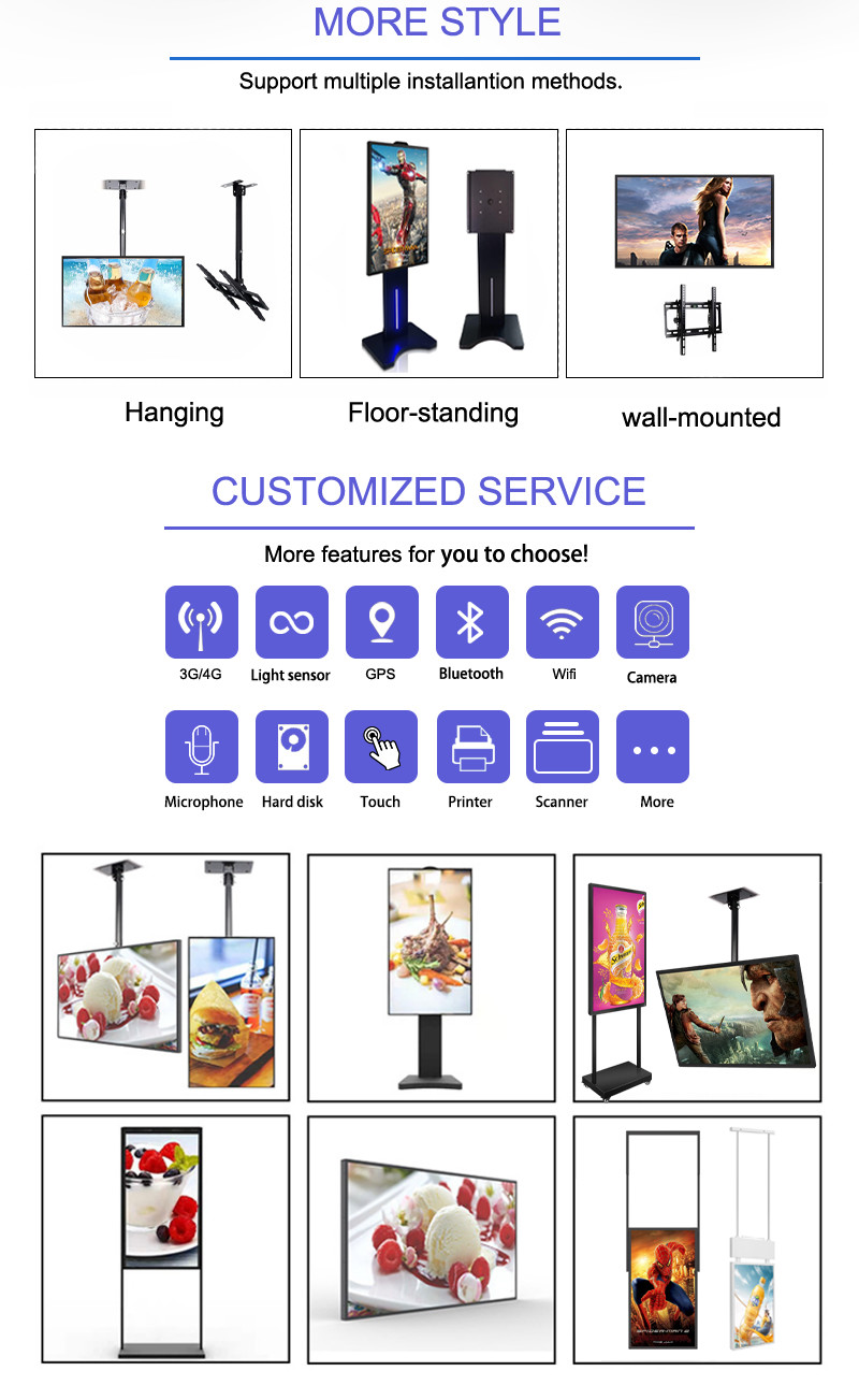 Double Sided LCD 2000nits Digital Window Signage 50inch Wall Hanging