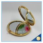 Shinny Gifts Luxury Rhinestone Flower Design Metal Compact Mirror Small Makeup