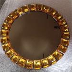 Gold Diamond Beaded Rim Charger Plates Mirror Flat Dish For Wedding Event