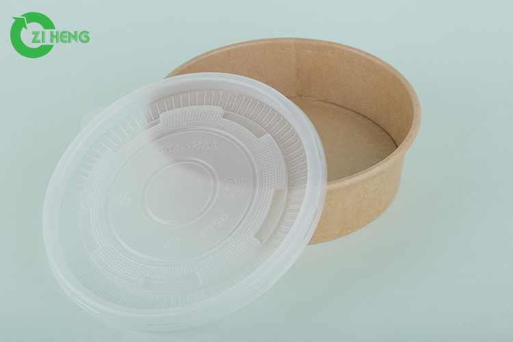 PE Coated Bamboo Fiber Microwaveable Paper Salad Bowl With PP Lids