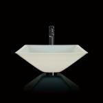 Funnel Shaped Bathroom Wash Basins Lacquered Tempered Glass White Bathroom Sink
