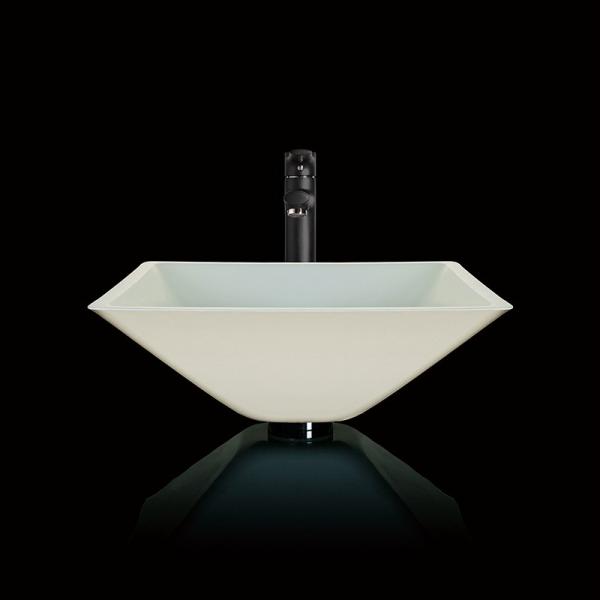 Funnel Shaped Bathroom Wash Basins Lacquered Tempered Glass White Bathroom Sink