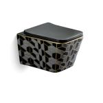European Ceramic Wall Hung Toilet Shinning Poland Sell Special Pattern Black