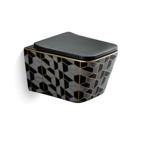 Wholesale European Ceramic Wall Hung Toilet Shinning Poland Sell Special Pattern Black Color from china suppliers