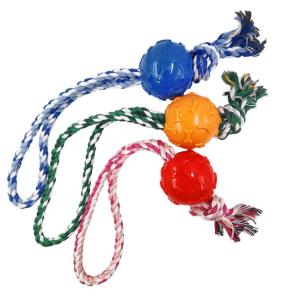 Wholesale Teeth Cleaning Pet Chew Toys War Tennis Ball Rope Dog Toy 54G from china suppliers