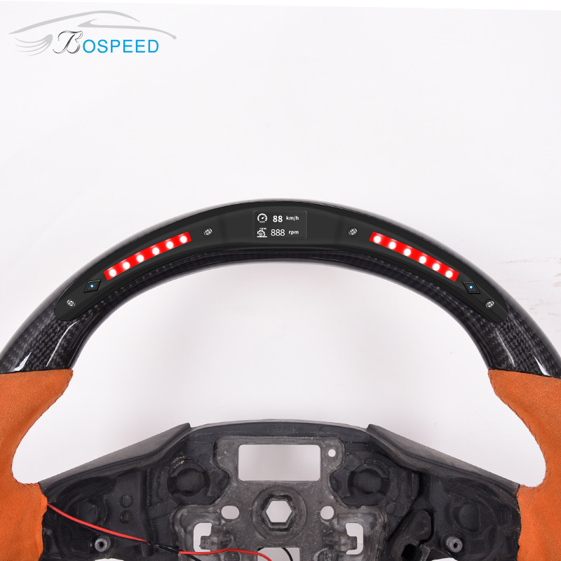 Custom Gloss Carbon Fiber Ford Fiesta Steering Wheel Black Perforated Leather